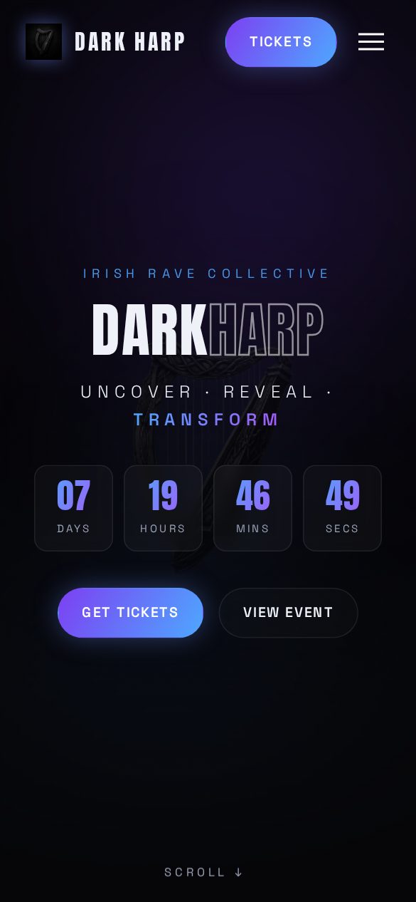 Dark Harp Events website by Ncell — live