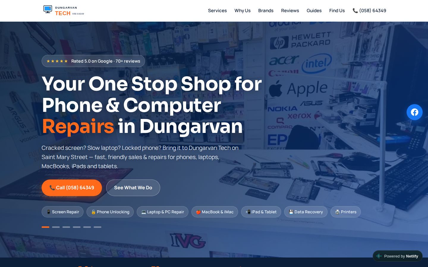 Dungarvan Tech website home page on desktop